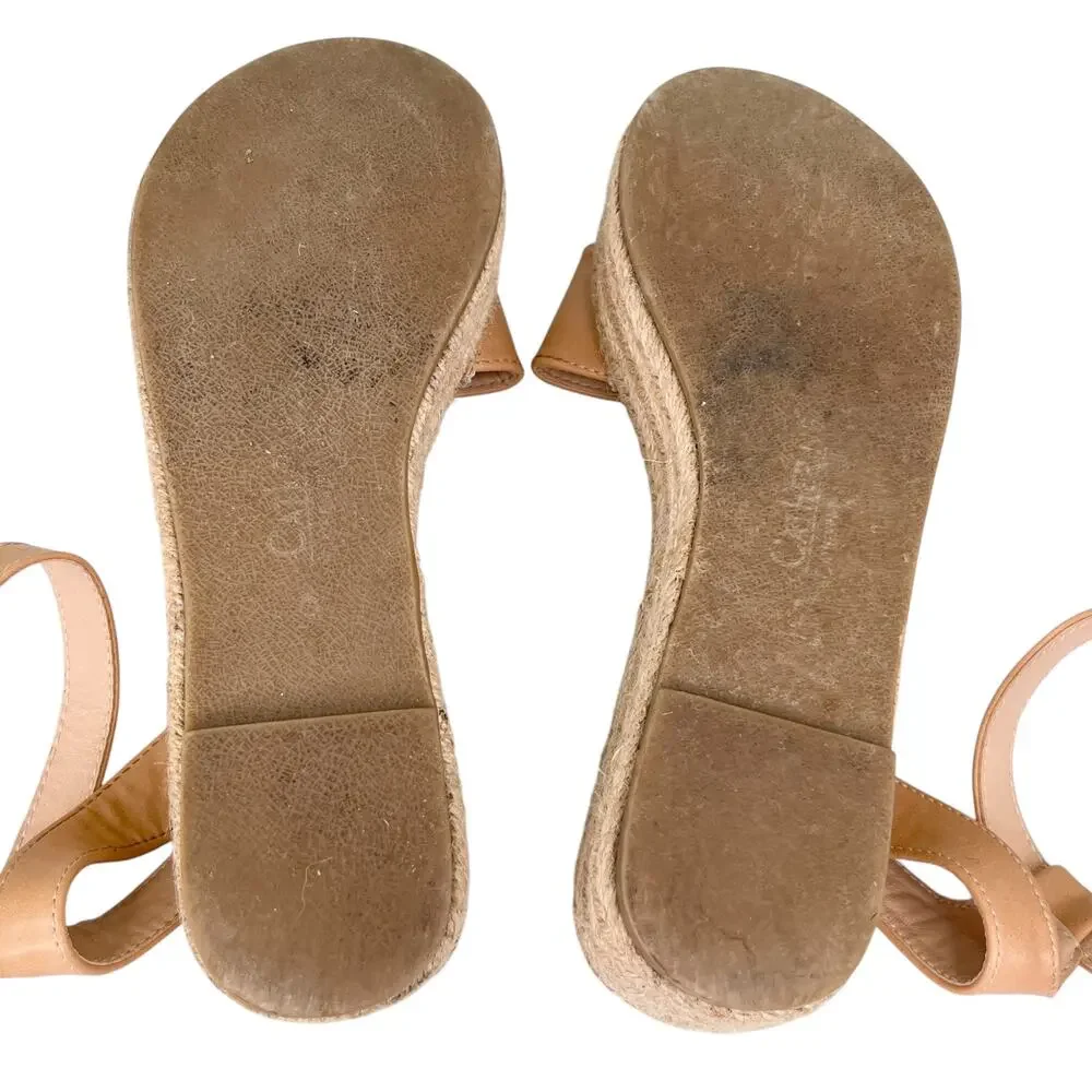 Catherine Malandrino Semiy Platform Sandals 6 Beige Ankle Strap